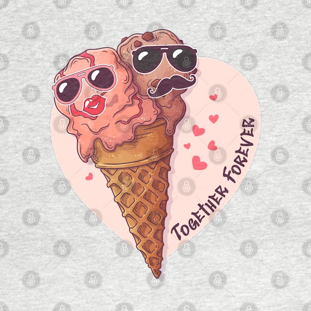 Together Forever Ice Cream Cones Couple by Mako Design 